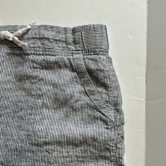 Athleta Women's Linen Skirt-Blue/White Seersucker Draw Waist Sz 12 - Picture 4 of 12